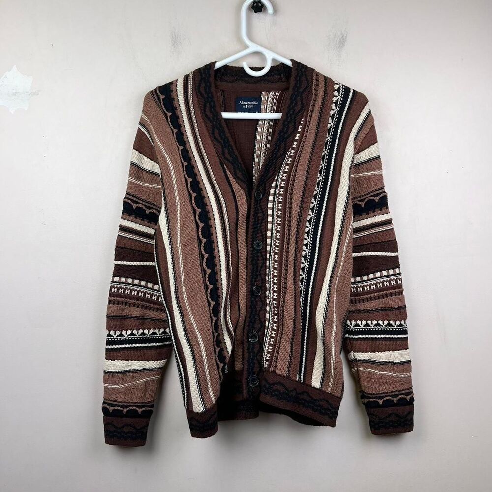 Abercrombie & Fitch Jacquard Stripe Knit Cardigan Men’s Size XS